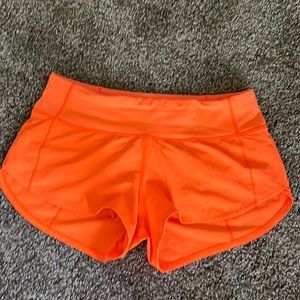 Lululemon neon orange speedup shorts in size 4 too small for me